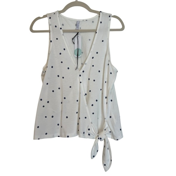 Z Supply Muse Wrap Front Knit Tank Top White Polka Dot Medium NWT Classic Beach - Picture 1 of 5